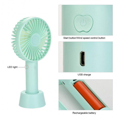 Rechargeable Ultra Lightweight Handheld 4-Speed Mini USB Fan